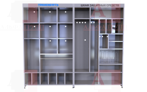 Шкаф СИЗ "Альфа-11" (расцветка "СТАНДАРТ", цвет: cерый) из стали с полимерным покрытием для энергоустановок.